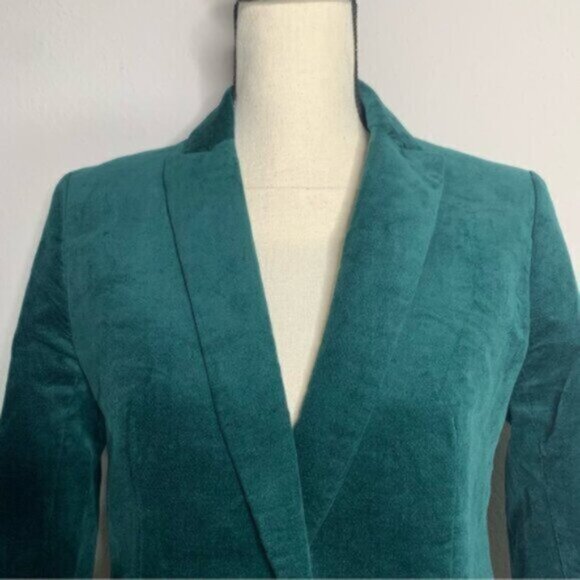 J. Crew Green Velveteen Single Breasted One-Button Blazer - Picture 6 of 14